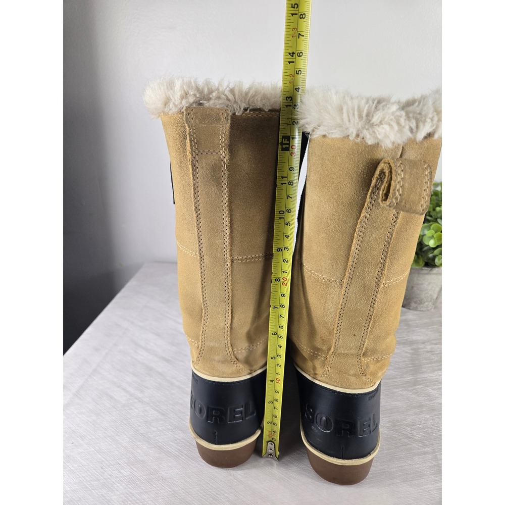 Sorel Tofino Women Tan Black Waterproof Suede Faux Fur Winter Boots SIZE 10 - Picture 14 of 16